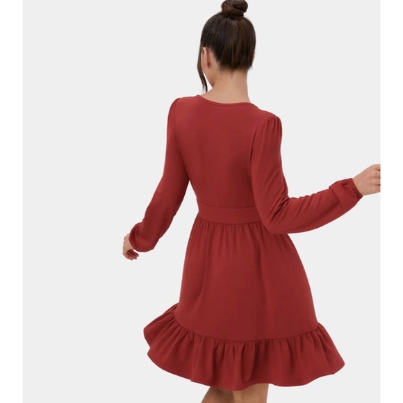 Halara / Everyday Deep V Neck Ruffled Hem Mini Dress - Picture 2 of 4